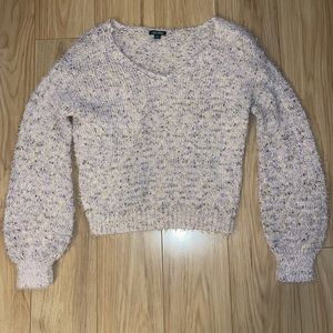 Wild Gable Lilac Fuzzy Sweater with pastel yellow flecks TBD F